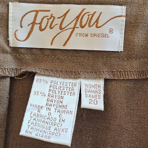 Vintage Spiegel For You Dress Pants Womens 20 36x28 Brown Tweed Office Bottoms - Picture 4 of 9